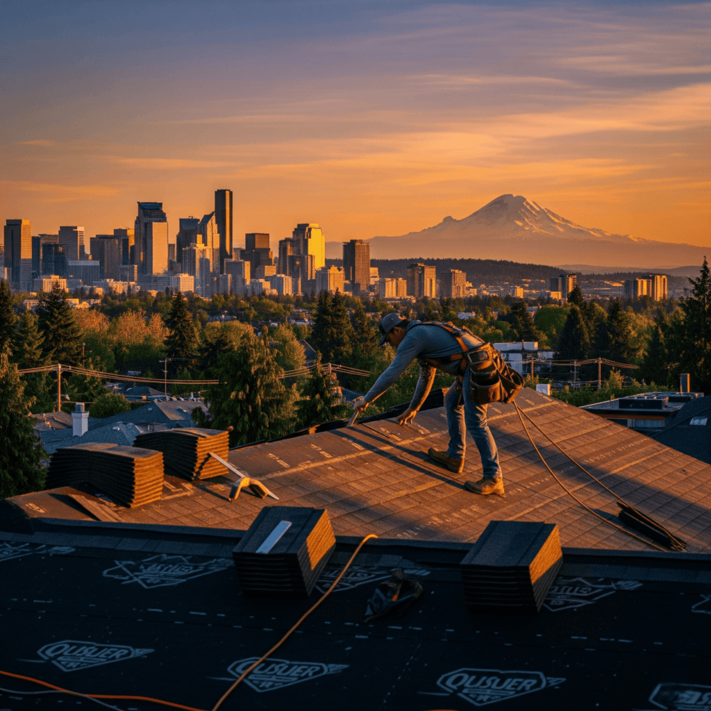 5-star roofing company Bellevue WA contractors providing expert roof inspection and repair service for a residential home